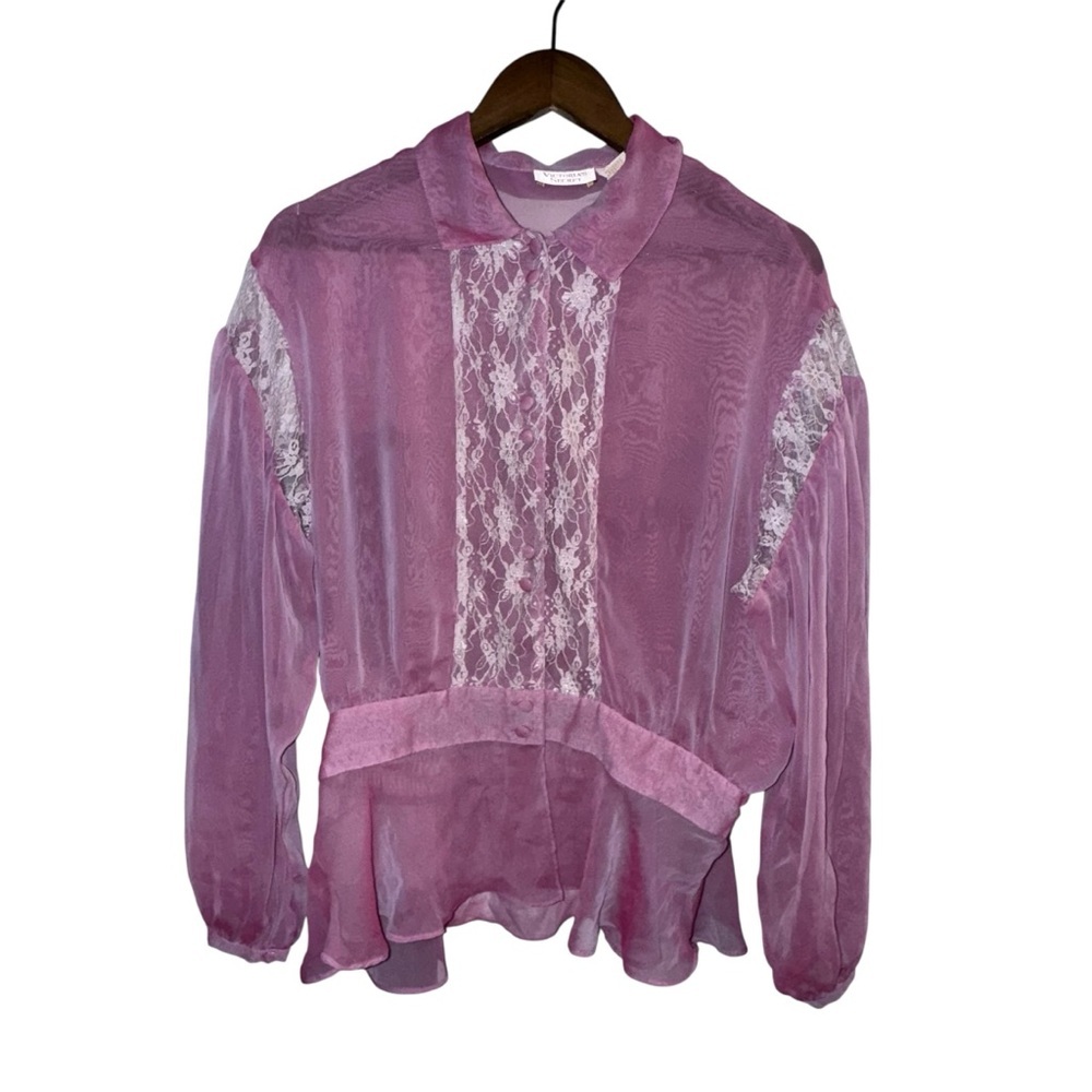 Vintage Y2K Victoria’s Secret gold label Sheer Lace Blouse Whimsigoth Coquette - Picture 3 of 9
